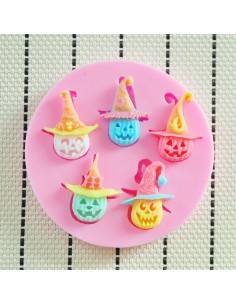 Molde de silicona Halloween calabazas con sombrero