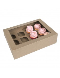 Caja 12 cupcakes kraft con ventana