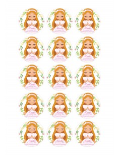 Papel de azúcar comunión niña personalizado