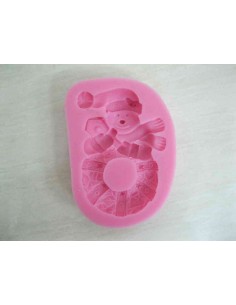 Molde silicona navideño con muñeco de nieve sobre rosquilla