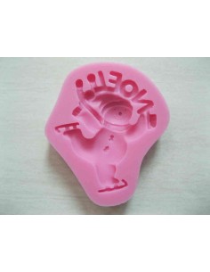 Molde silicona muñeco navidad patinador con letras de Noel