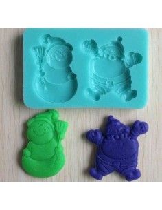 Molde de silicona papa noel y muñeco de nieve