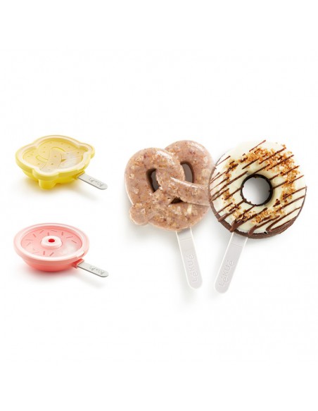 Set 4 Moldes Donuts y Pretzels para helados