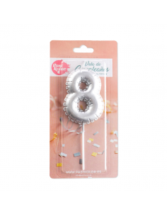 Vela efecto globo plata 8 2