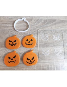 Sello Caras terroríficas + cortador calabaza Halloween