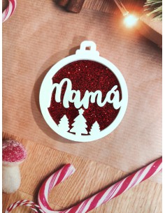 Bola de Navidad abetos dos colores con nombre 2
