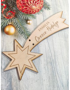 Estrella fugaz para el árbol de navidad personalizada con nombre familiar