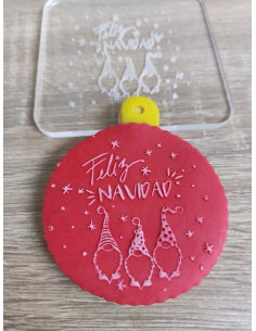 Sello para galletas Feliz Navidad modelo gnomos