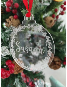 Bola Navidad con grabado corona Navidad y nombre