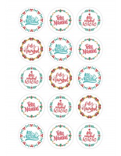 Papel de azúcar Feliz Navidad variado