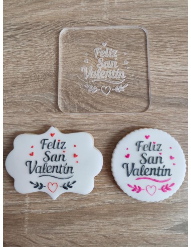 Sello Feliz San Valentín para galletas