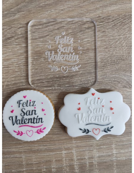 Sello Feliz San Valentín para galletas