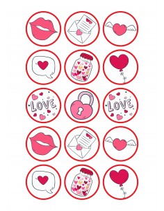 Papel de azúcar dibujos San Valentín para galletas