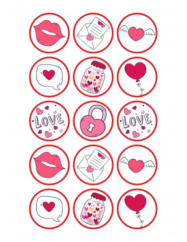 Papel de azúcar dibujos San Valentín para galletas
