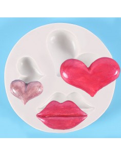 Molde silicona corazones y labios