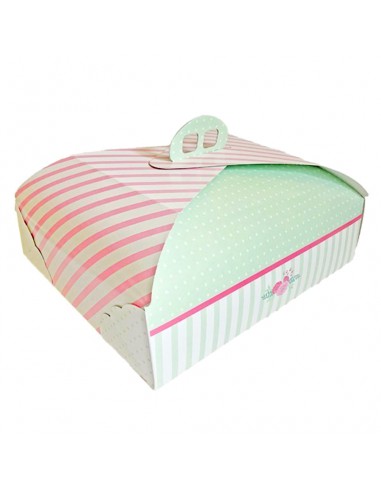 Caja para tarta estampada con asa 35 x 27 cm