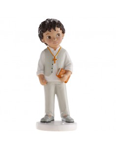 Figura niño comunión traje claro biblia