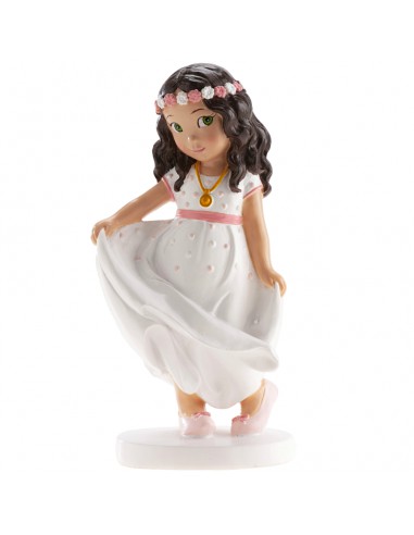 Figura niña comunión diadema flores