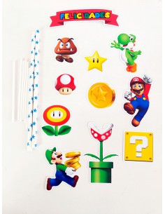 Toppers Super Mario Cartulina