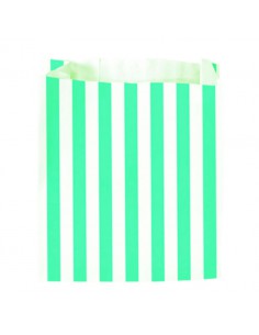 Pack de 10 bolsas de papel con rayas turquesa
