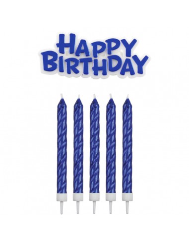 Velas azules con Happy Birthday