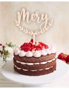 Topper nombre floral personalizado