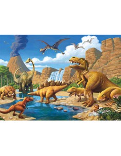 Papel de azúcar dinosaurios para tarta rectangular