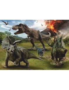 Papel de azúcar dinosaurios tarta rectangular