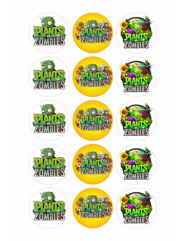 Papel de azúcar para galletas Plantas Vs Zombies