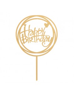 Topper Happy Birthday Oro