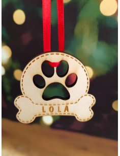 Adorno Navidad Mascota con nombre grabado