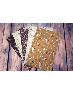 Pack 5 telas estampadas tonos marrones