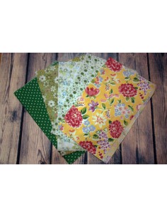 Pack 5 telas estampadas tonos verdosos