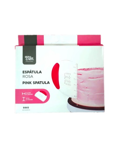 Espátula lisa 14 cm mango rosa