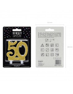 Vela número 50 purpurina oro 2