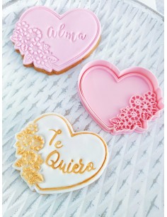 Cortador + marcador Corazón con flores 2