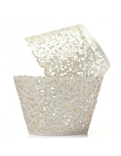 Pack 12 wrappers elegantes blanco perlado