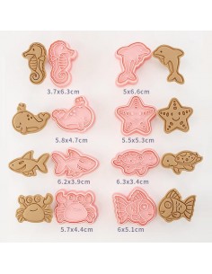 Set 8 cortadores + marcadores Animales del Mar 2