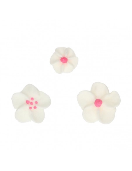 Flores de azúcar Blancas con detalles rosas FunCakes