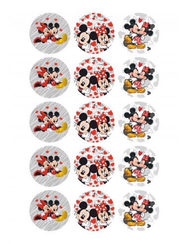 Papel de azúcar para galletas Mickey y Minnie Mouse