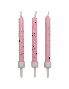 Velas rosas con purpurina PME