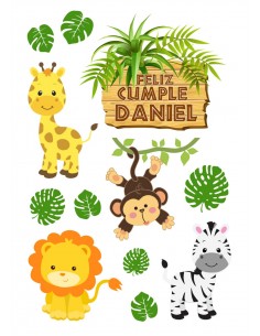 Papel de azúcar figuras Animales de la Selva