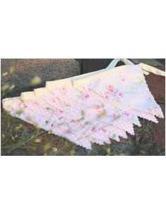 Banderines de tela reversibles flores rosa y cuadros rosa 2