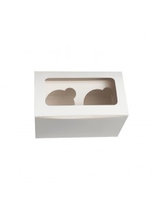 Caja 2 Cupcakes Blanca Con Ventana 2