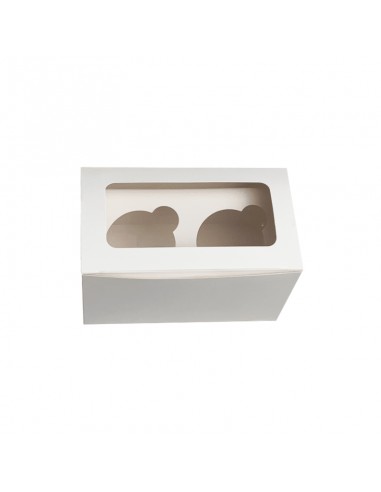 Caja 2 Cupcakes Blanca Con Ventana