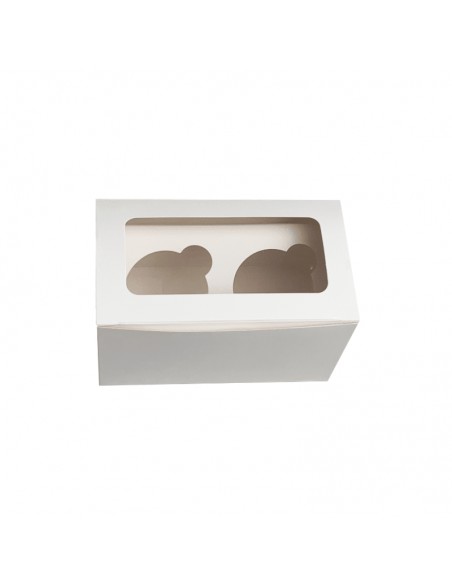 Caja 2 Cupcakes Blanca Con Ventana