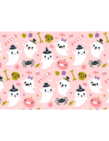 Papel de azúcar Fondo Halloween Ghost Pink