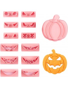 Cortador calabaza con marcadores de ojos y bocas 2