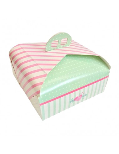 Caja para tarta estampada con asa 24 cm