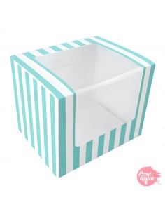 Caja rayas azules para donuts 2
